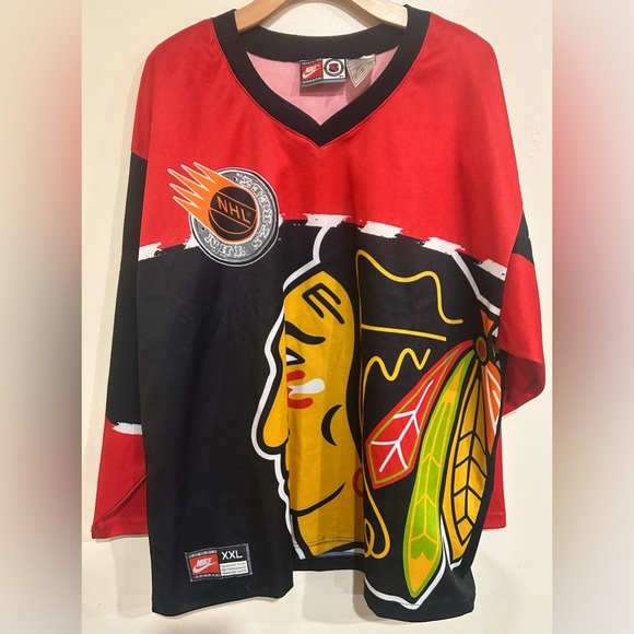 Nike Other - VINTAGE  90’s MADE IN USA NIKE NHL CHICAGO BLACKHAWKS HOCKEY JERSEY IN SIZE XXL